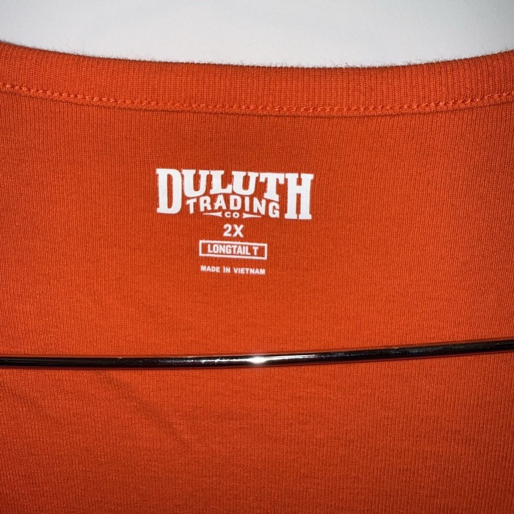 Duluth Trading Longtail T Shirt Womens 2X Orange 100% Cotton Short Sleeve
